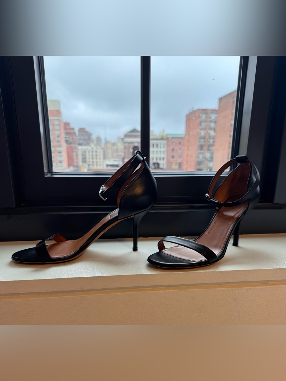 Givenchy Black Leather Ankle Strap Sandals